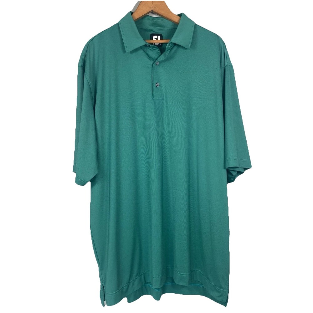 FJ FootJoy Polo Shirt Mens XL Green Golf Preppy Athletic Breathable Lightweight‎